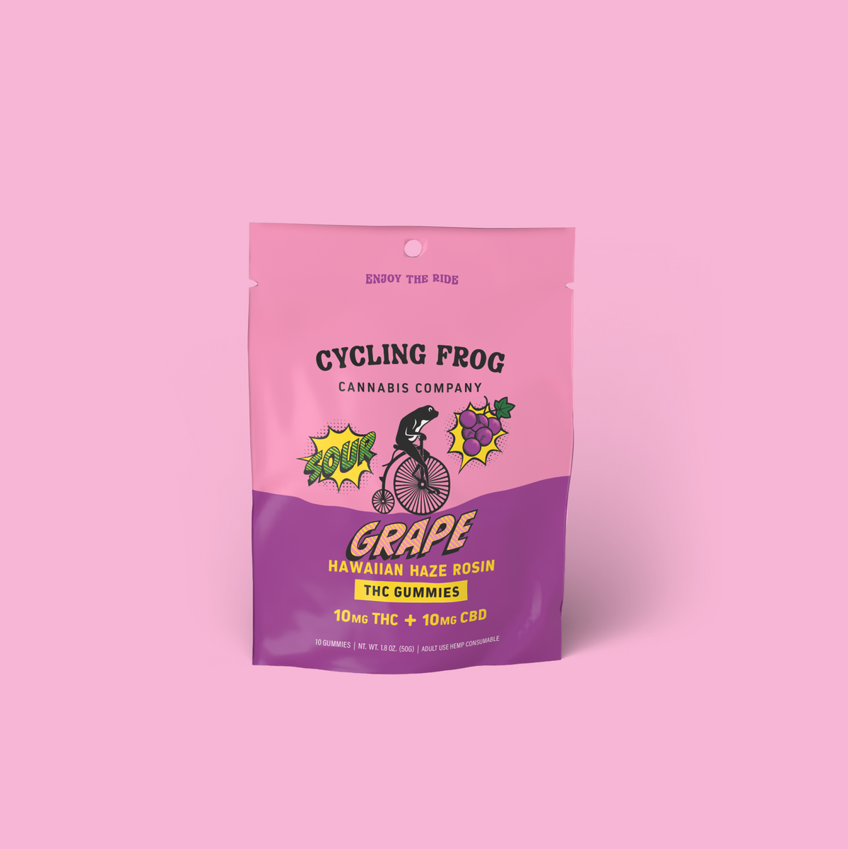 Super Sour Grape x Hawaiian Haze Rosin Gummies, 10mg THC + 10mg CBD