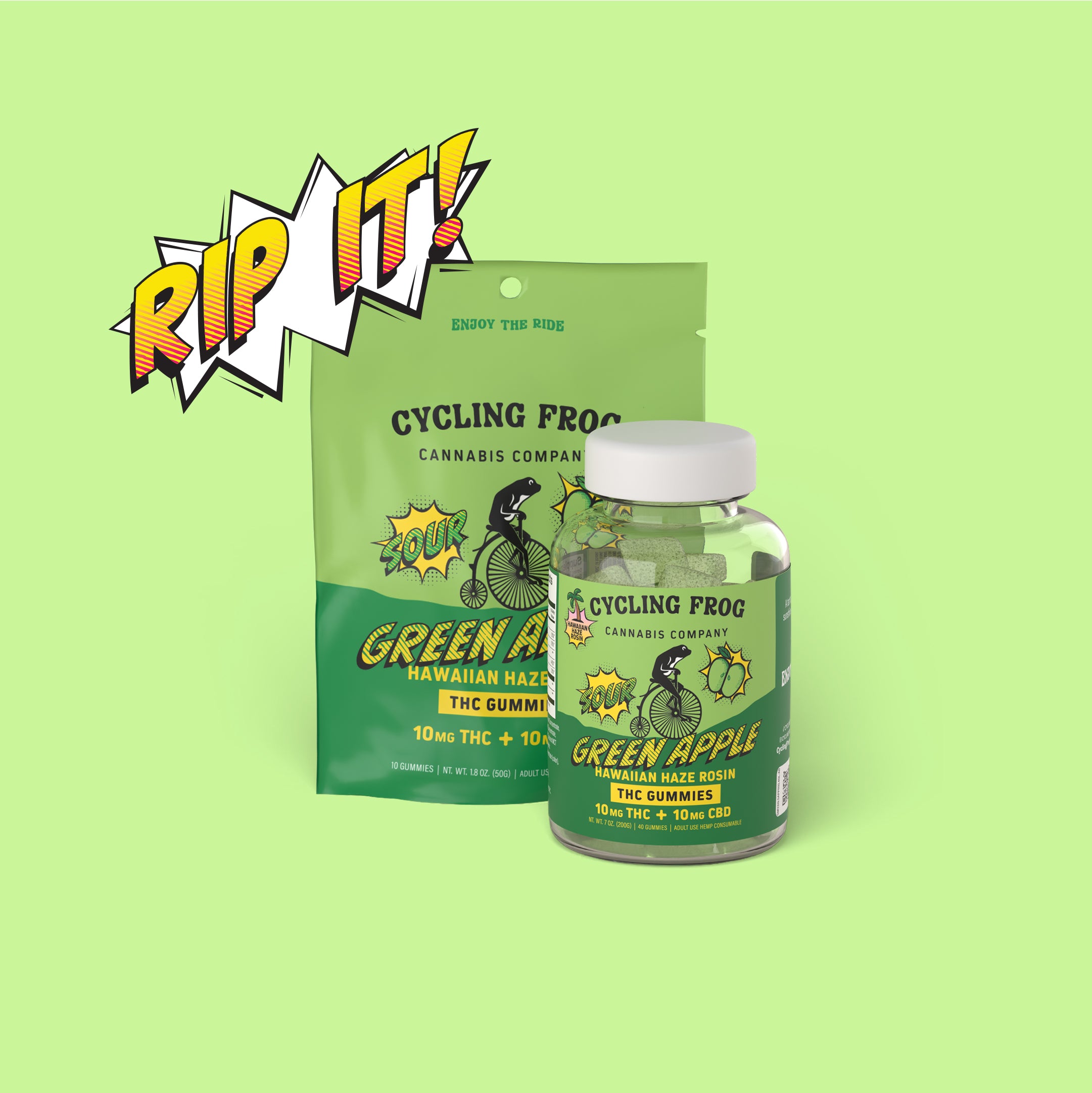 Cycling Frog - Sour Green Apple x Hawaiian Haze Rosin Gummies