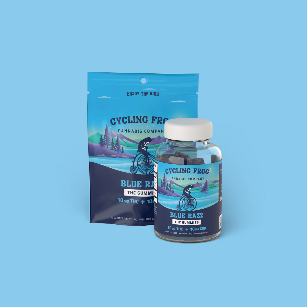 Blue Razz Gummies, 10mg THC + 10mg CBD