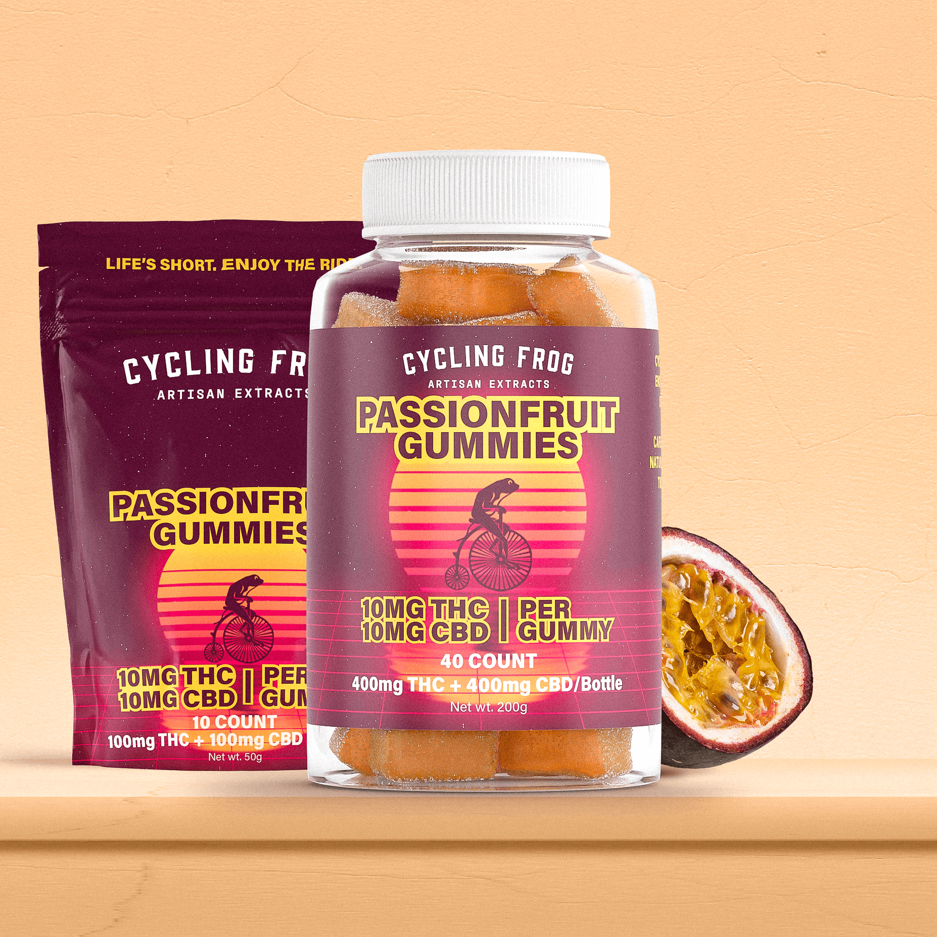 Passionfruit Gummies, 10mg THC + 10mg CBD